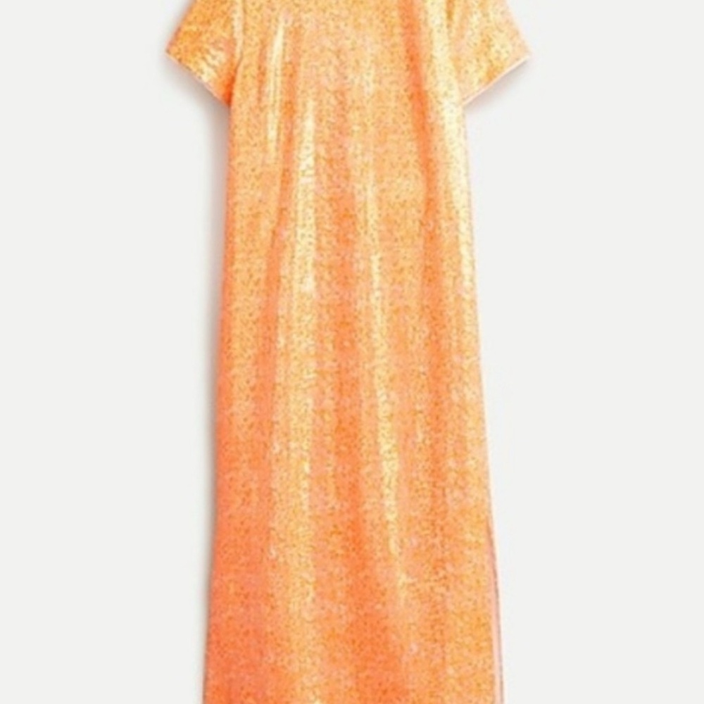 J. Crew Orange Sequin Shell long dress - Picture 3 of 13